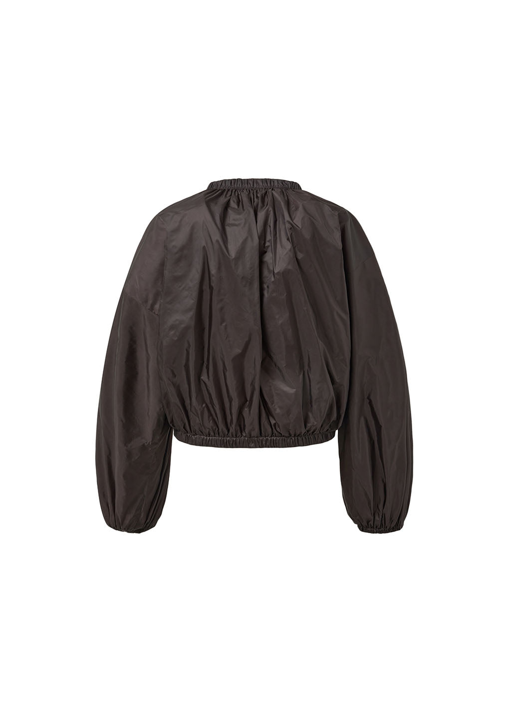 neck shirring volume jumper, dark brown