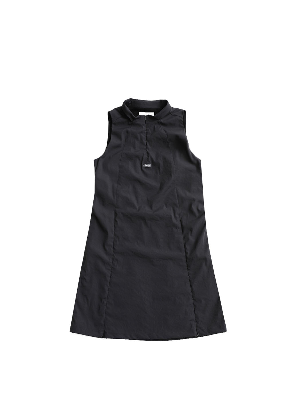 nylon hooded mini dress, charcoal hover