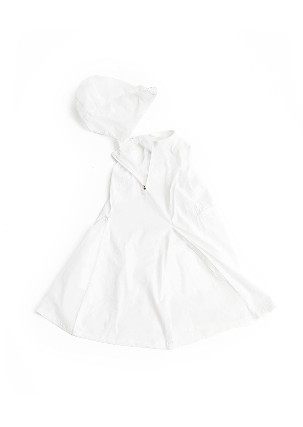 nylon hooded mini dress, white