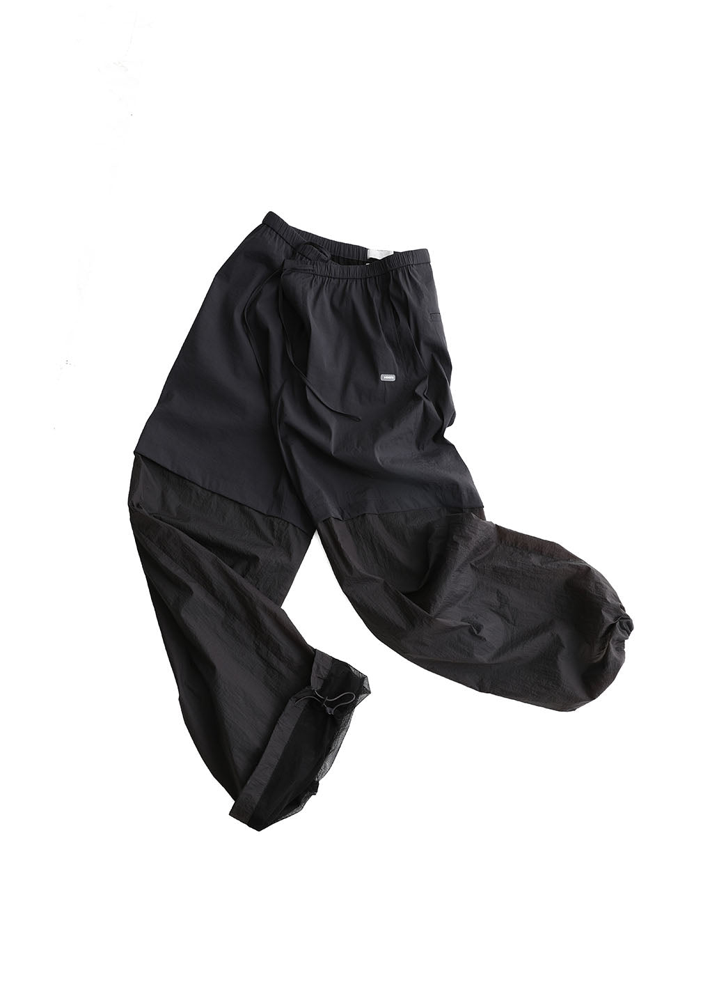 men's nylon layered pants, charcoal