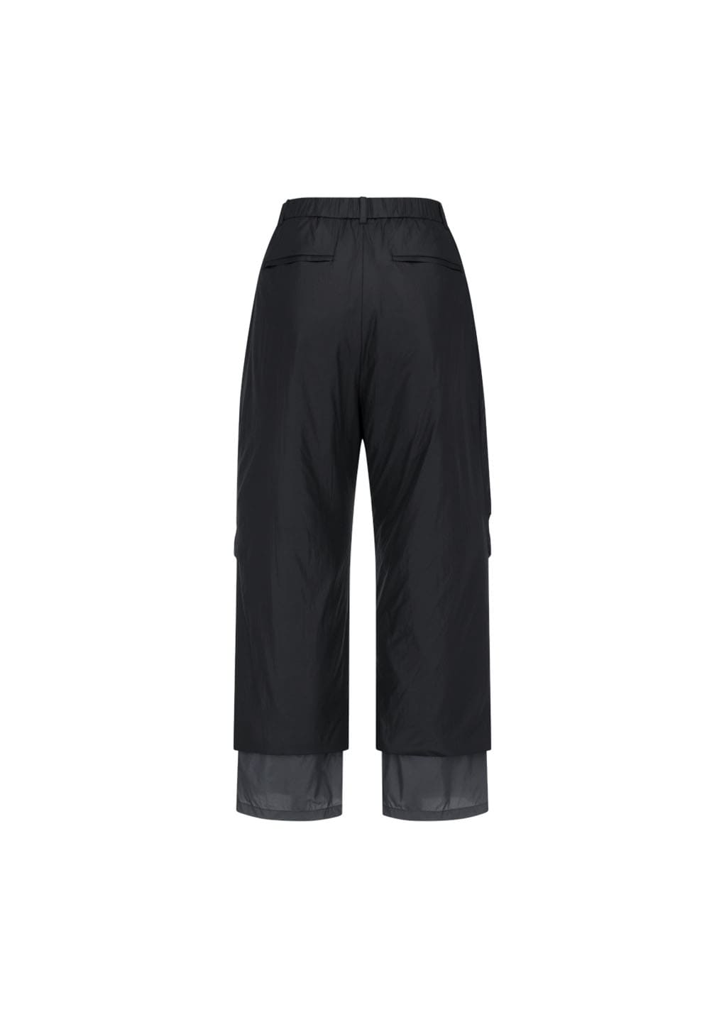 nylon padded straight pants, black