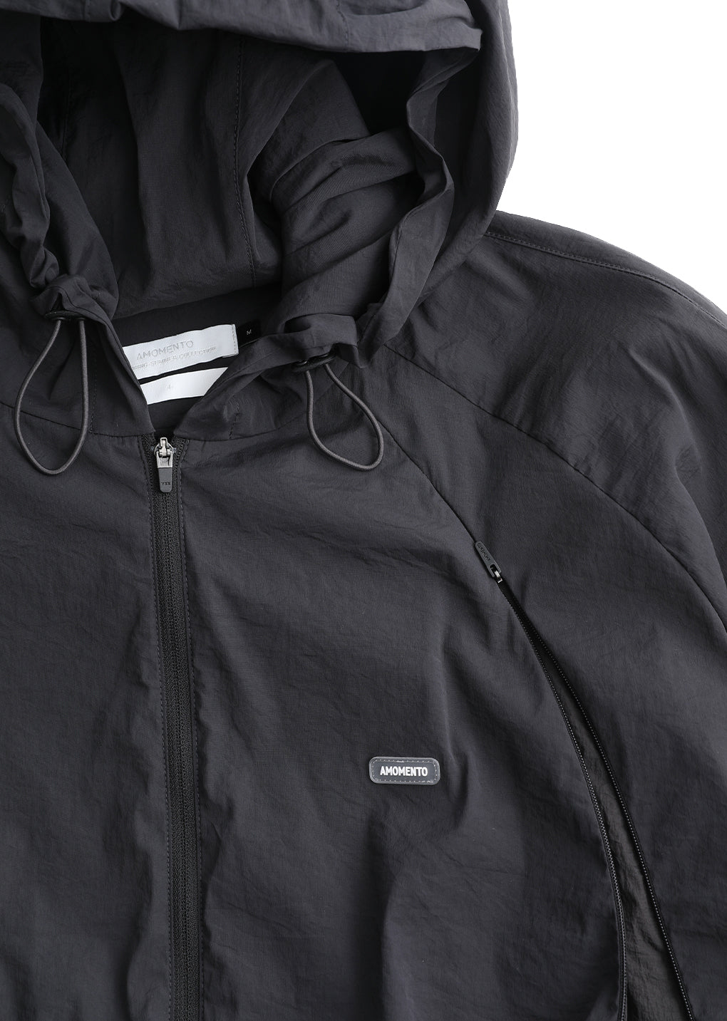 men's nylon raglan hooded jumper, charcoal