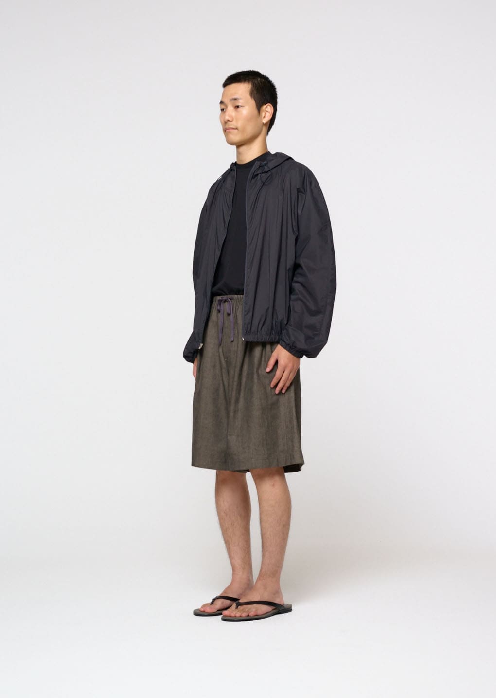 nylon raglan hooded jumper, charcoal