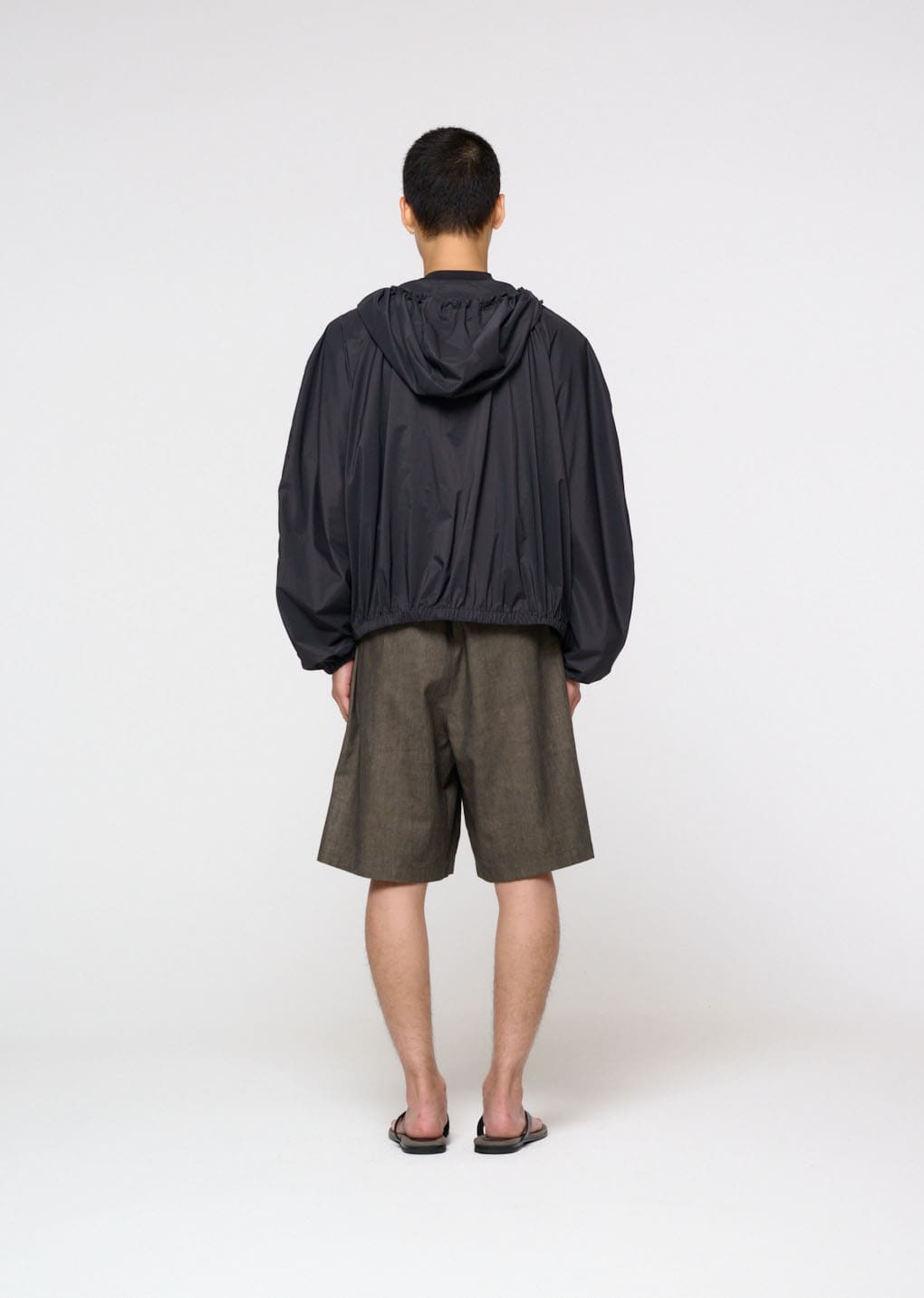 nylon raglan hooded jumper, charcoal