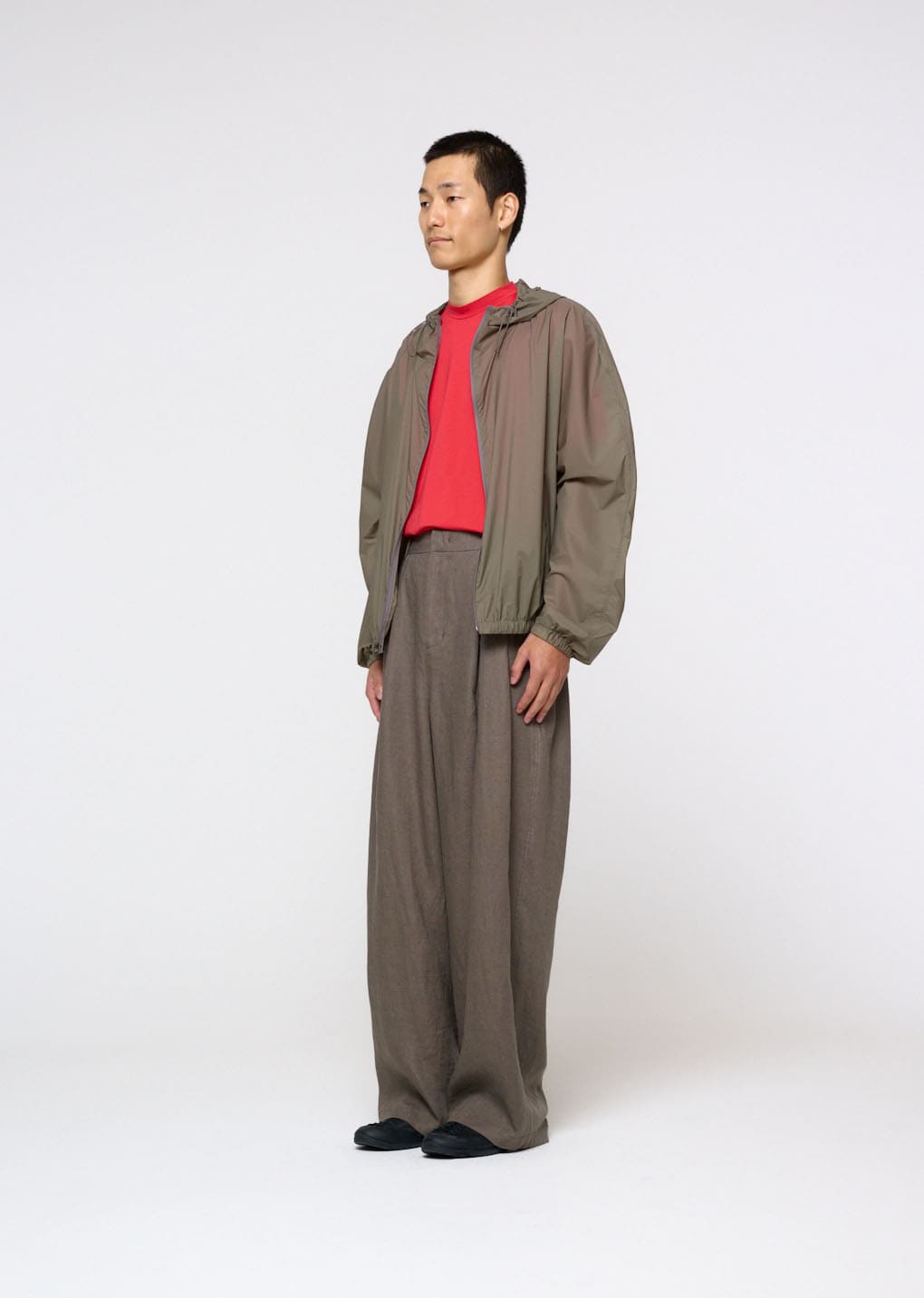 nylon raglan hooded jumper, khaki