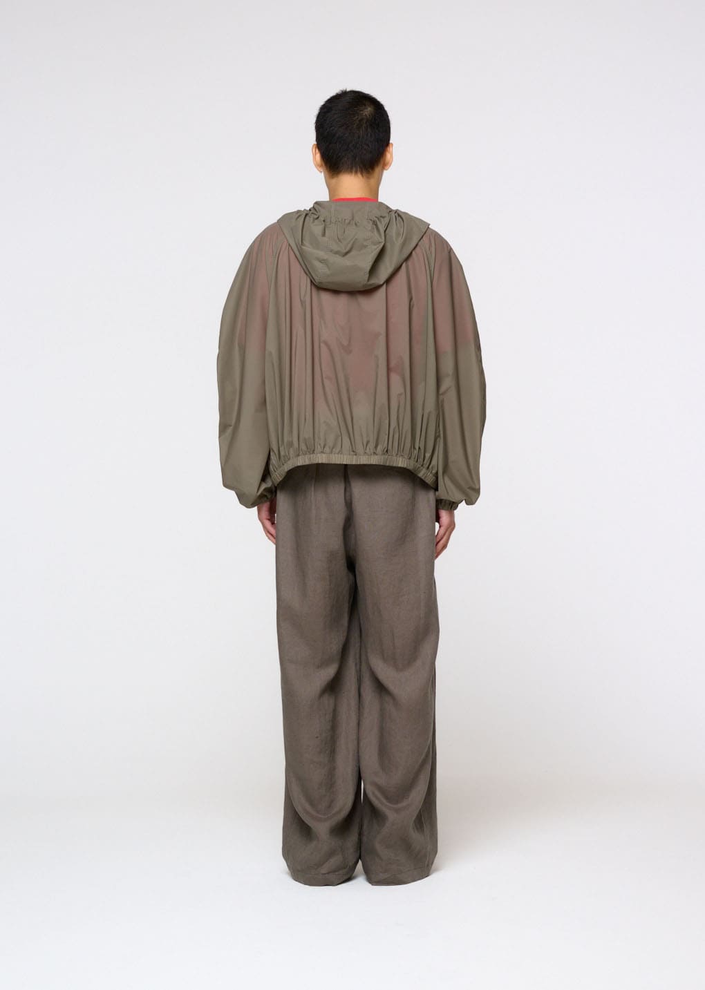 nylon raglan hooded jumper, khaki