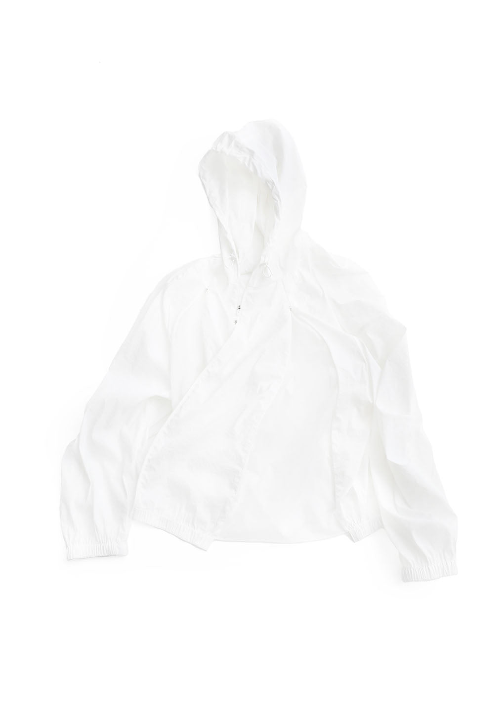 men's nylon raglan hooded jumper, white