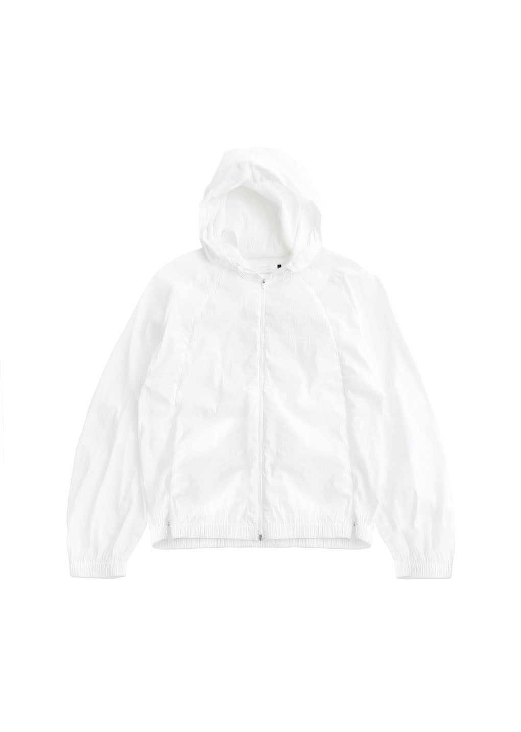 men's nylon raglan hooded jumper, white