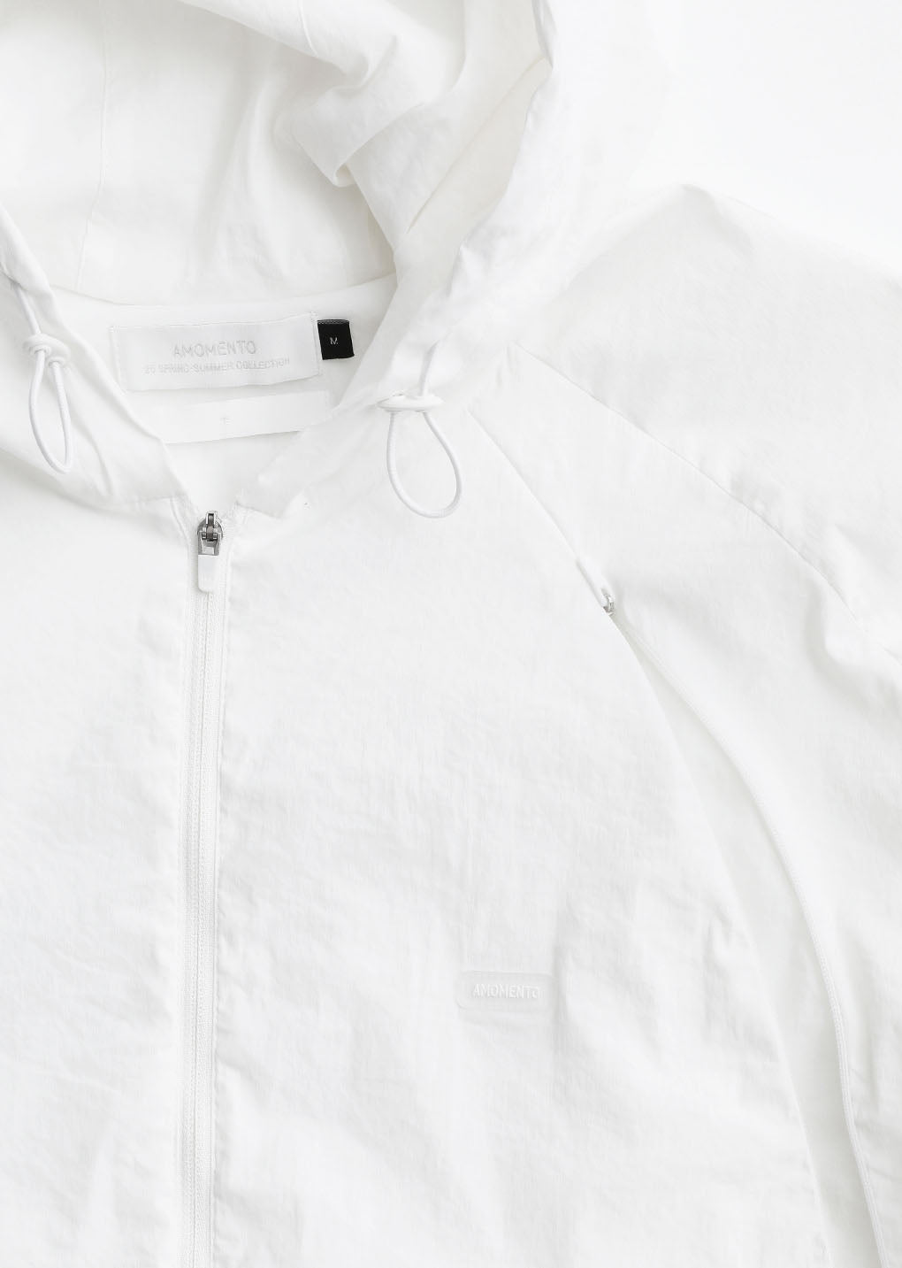 men's nylon raglan hooded jumper, white