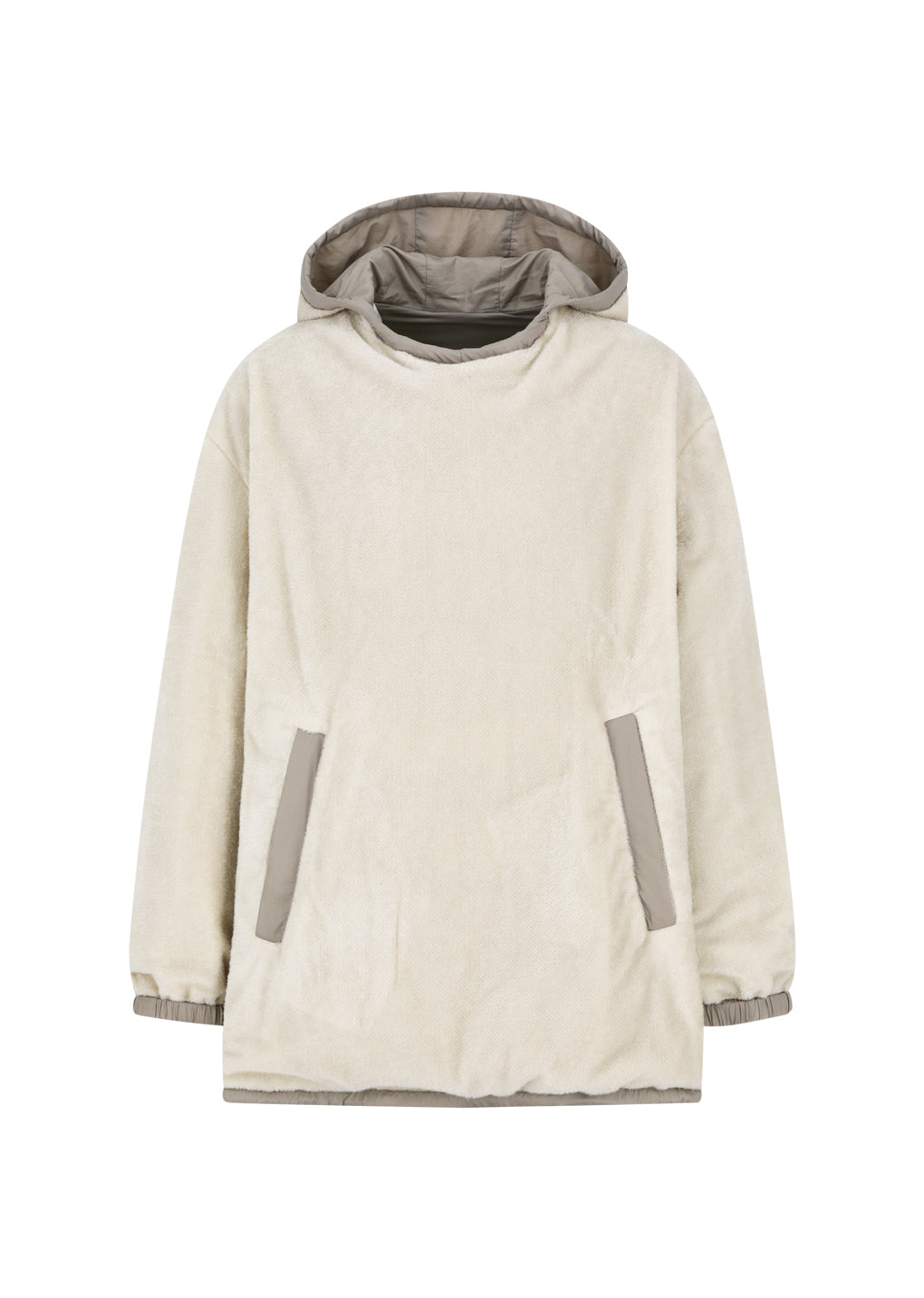 nylon reversible padded poncho, beige