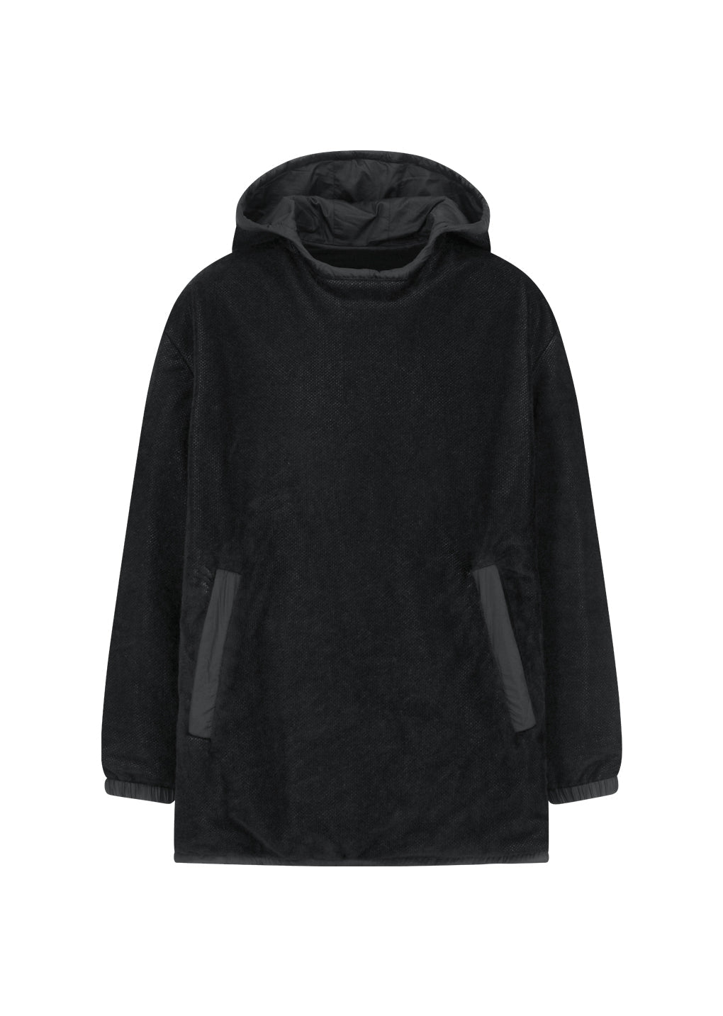 nylon reversible padded poncho, black