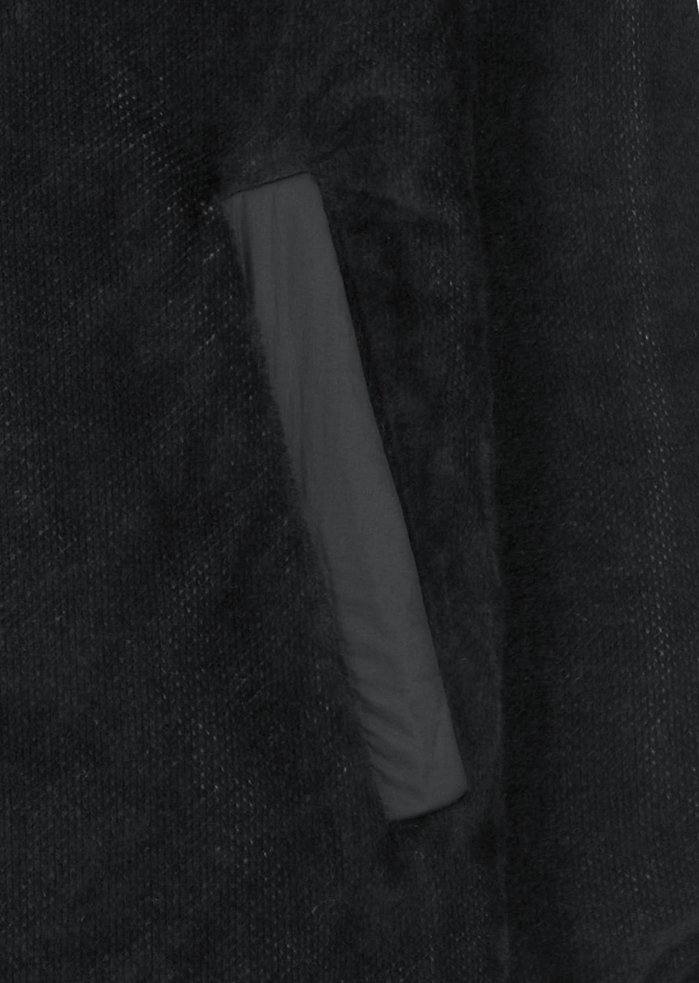 nylon reversible padded poncho, black