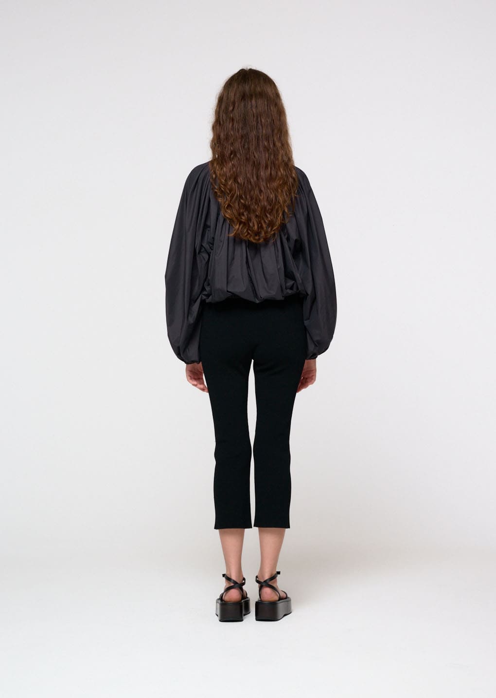 nylon shirring jumper, charcoal