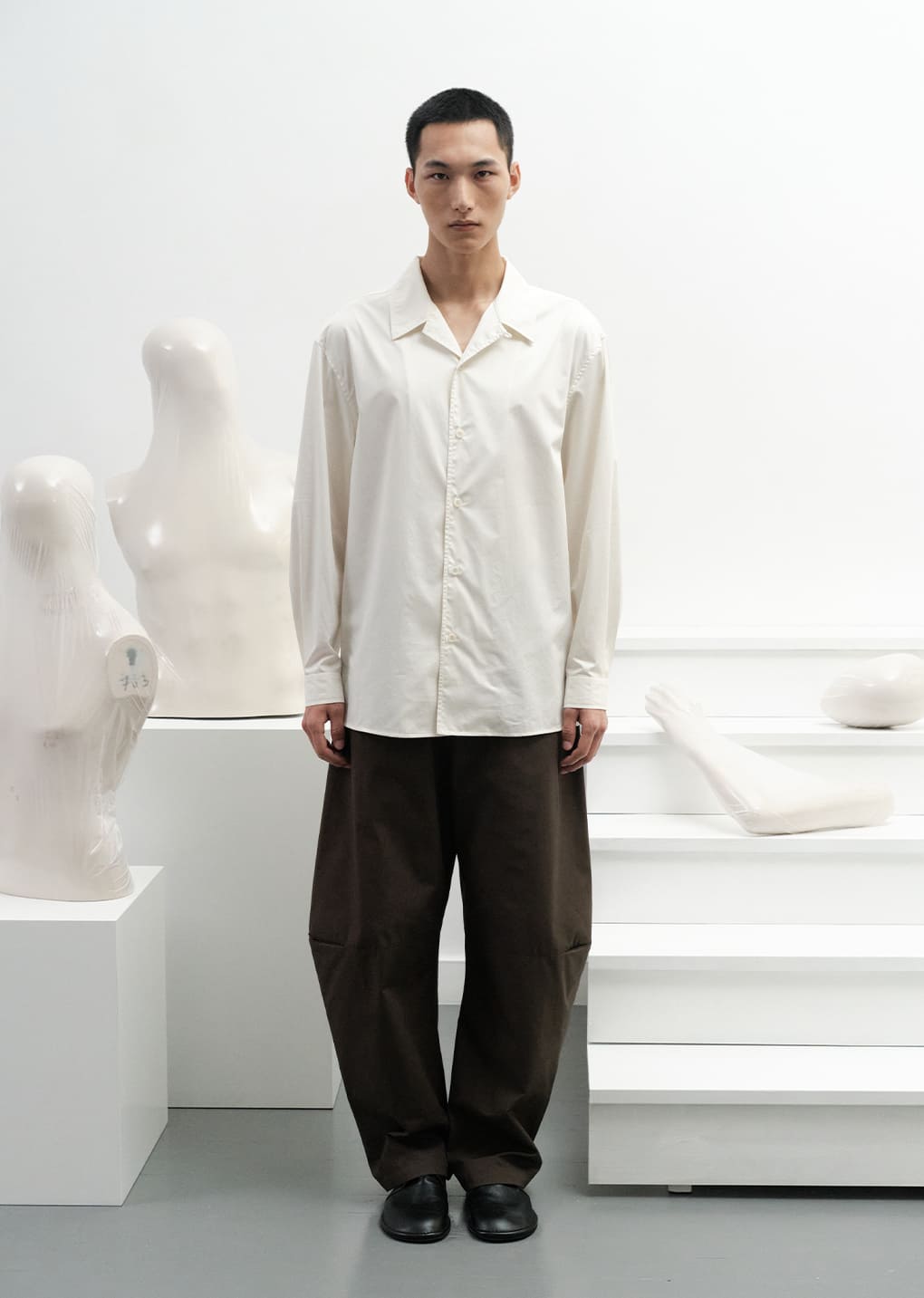 open collar shirts, ivory