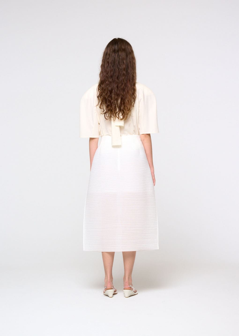 padded jersey top, ivory