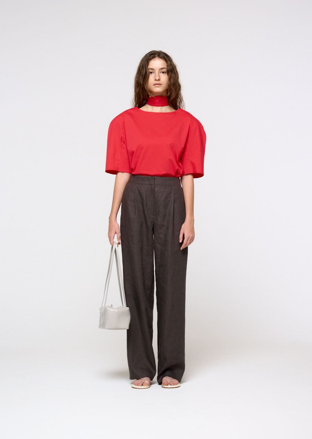 padded jersey top, red