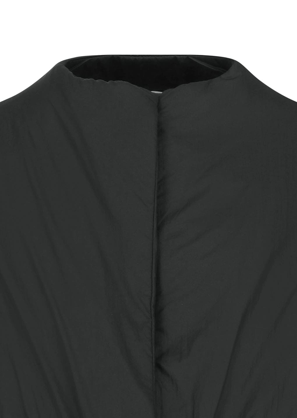 padded nylon crop jumper, black