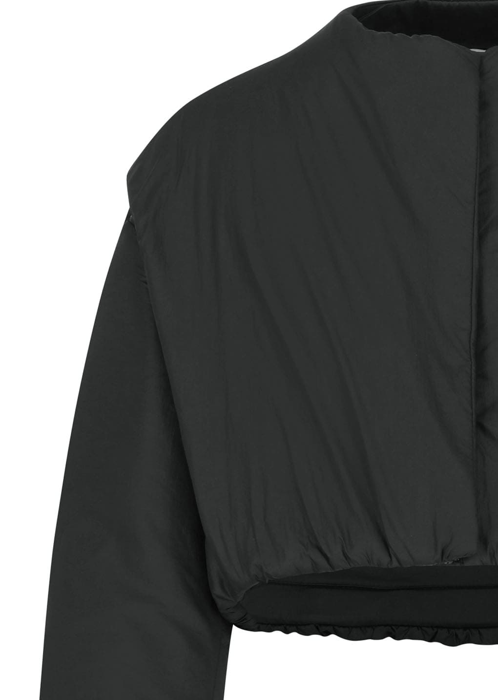 padded nylon crop jumper, black