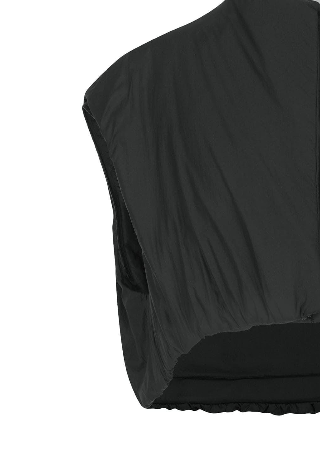 padded nylon crop jumper, black