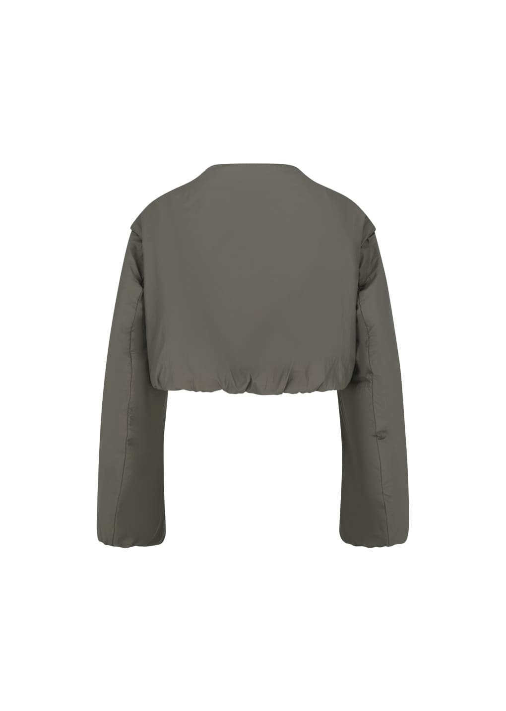 padded nylon crop jumper, brown