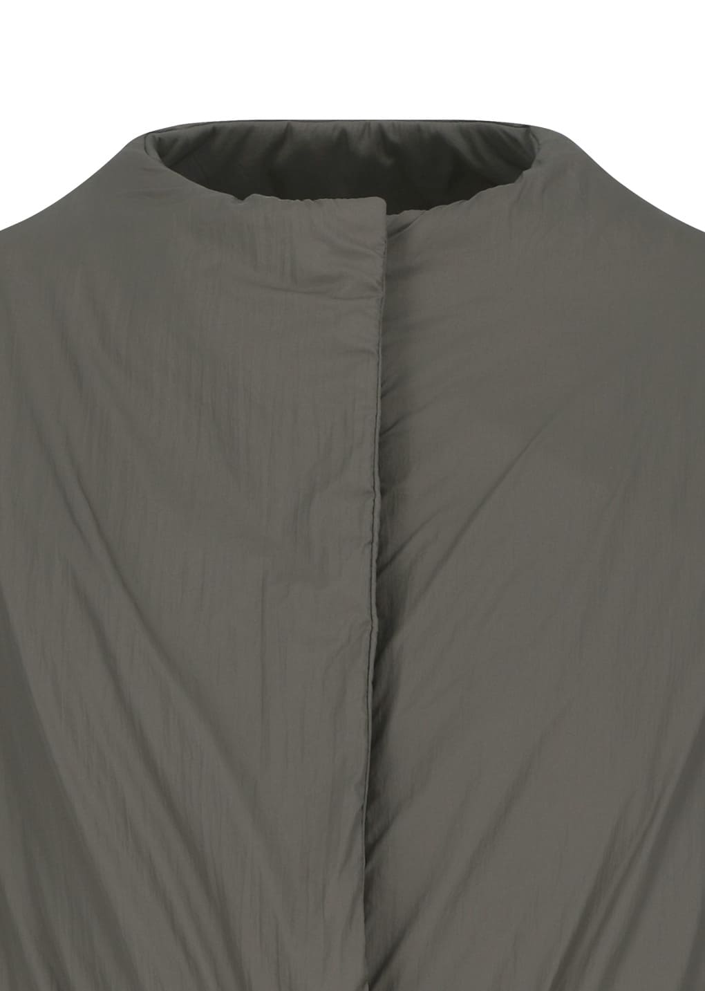 padded nylon crop jumper, brown