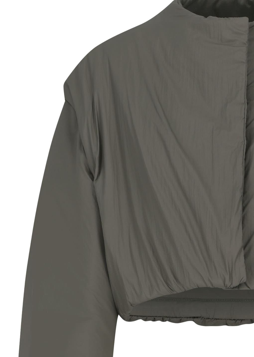 padded nylon crop jumper, brown