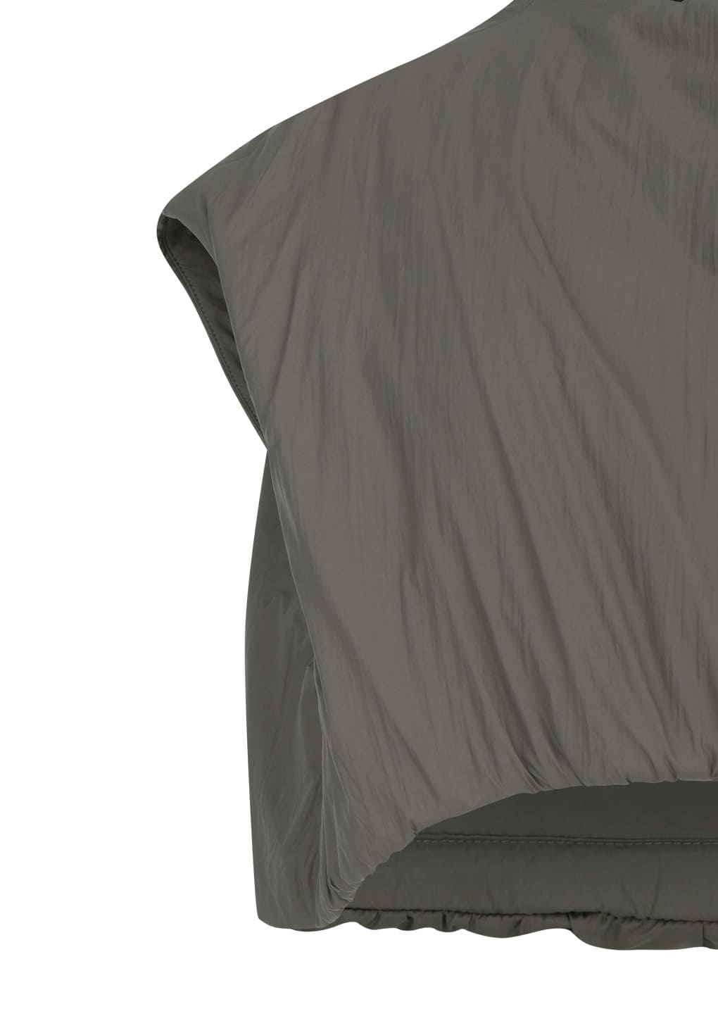 padded nylon crop jumper, brown