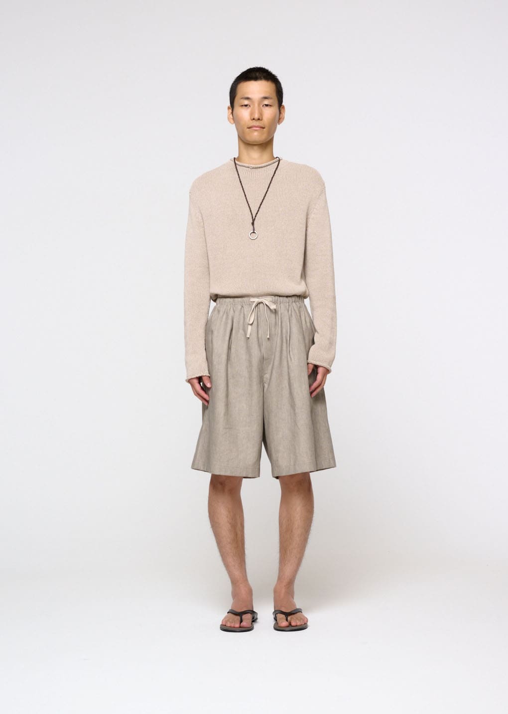 paper yarn pullover, beige