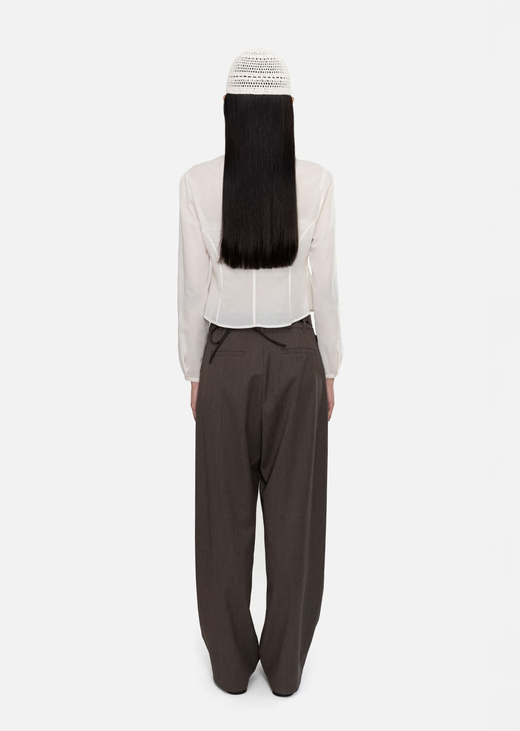pintuck slim shirt, ivory