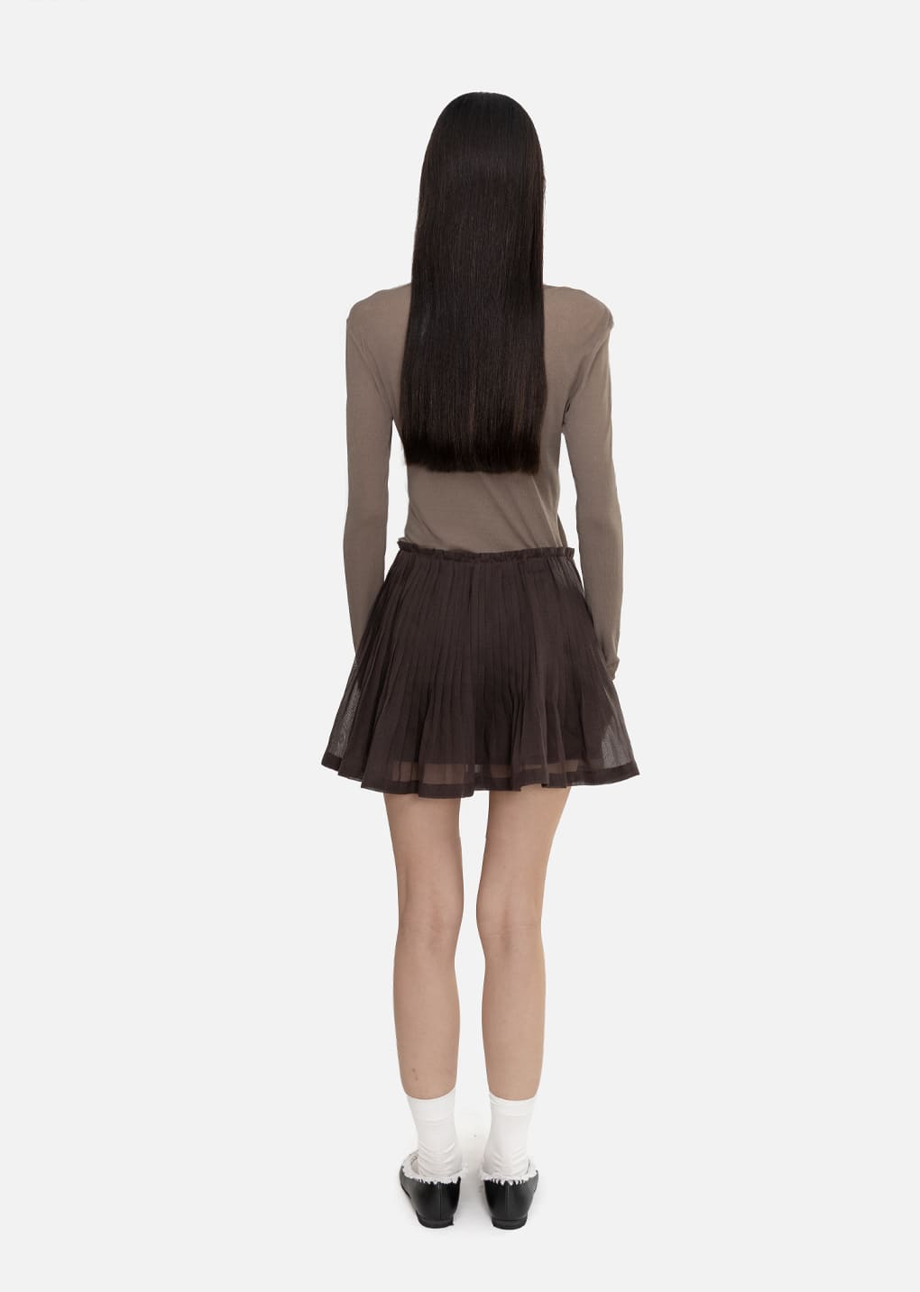 pleated mini skirt, brown