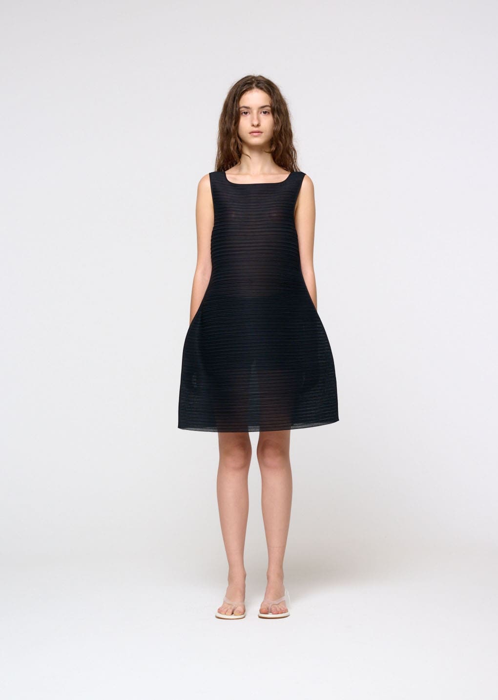 pleats hourglass mini dress, black