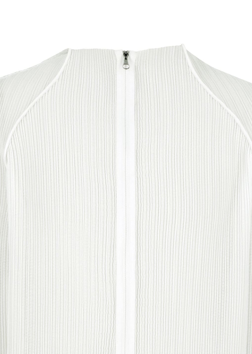 pleats zip up jumper, white