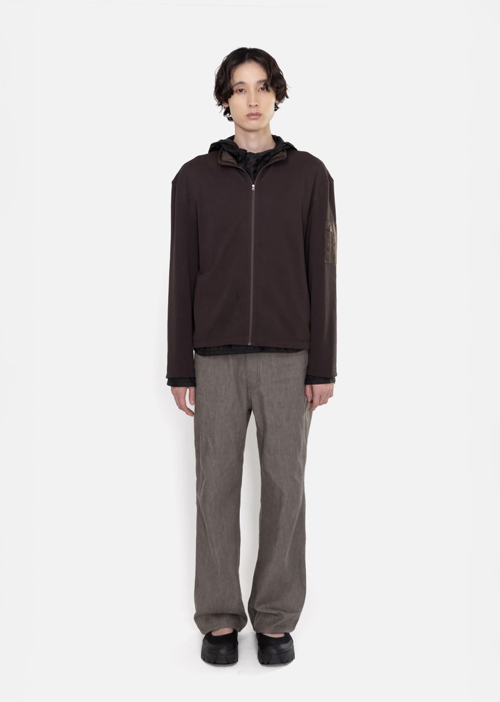 pocket zip up jumper, brown