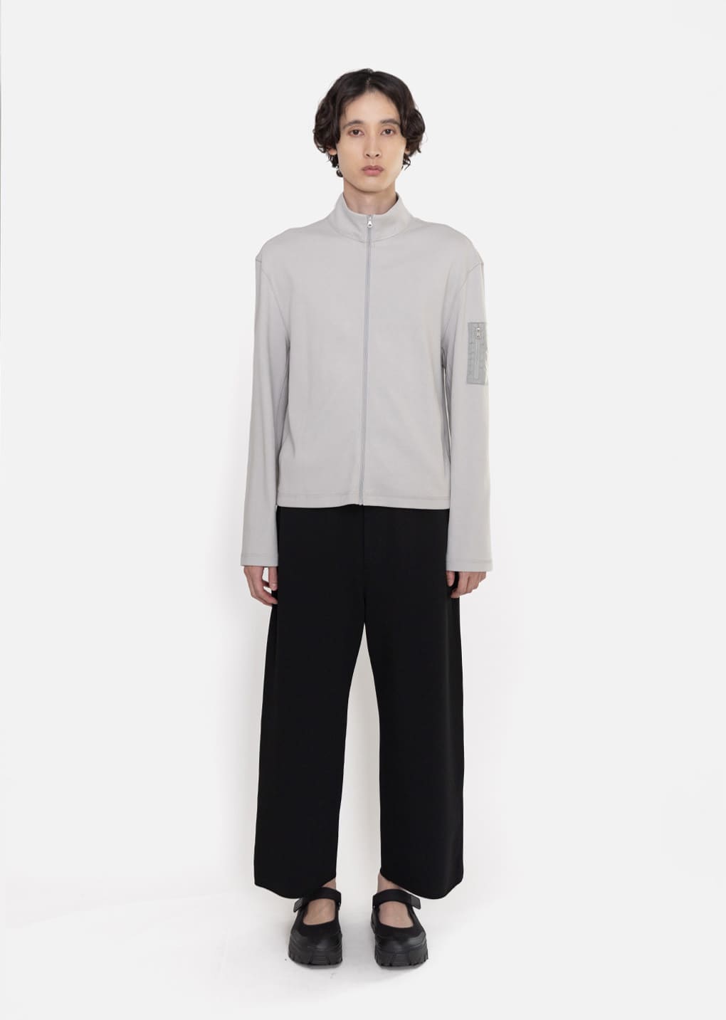 pocket zip up jumper, grey