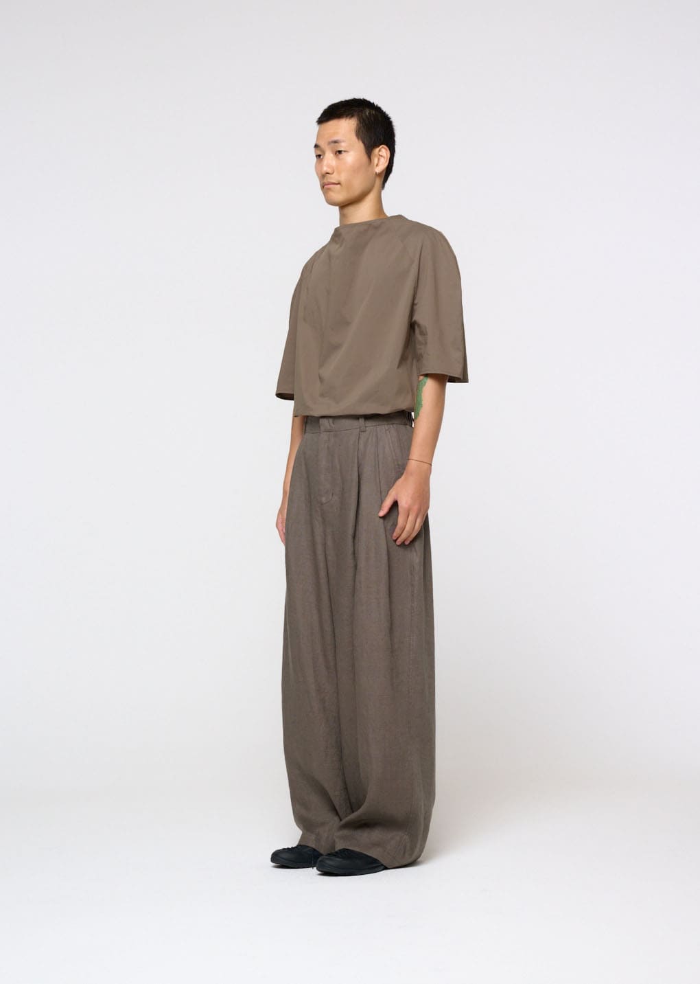 raglan cowl neck top, khaki