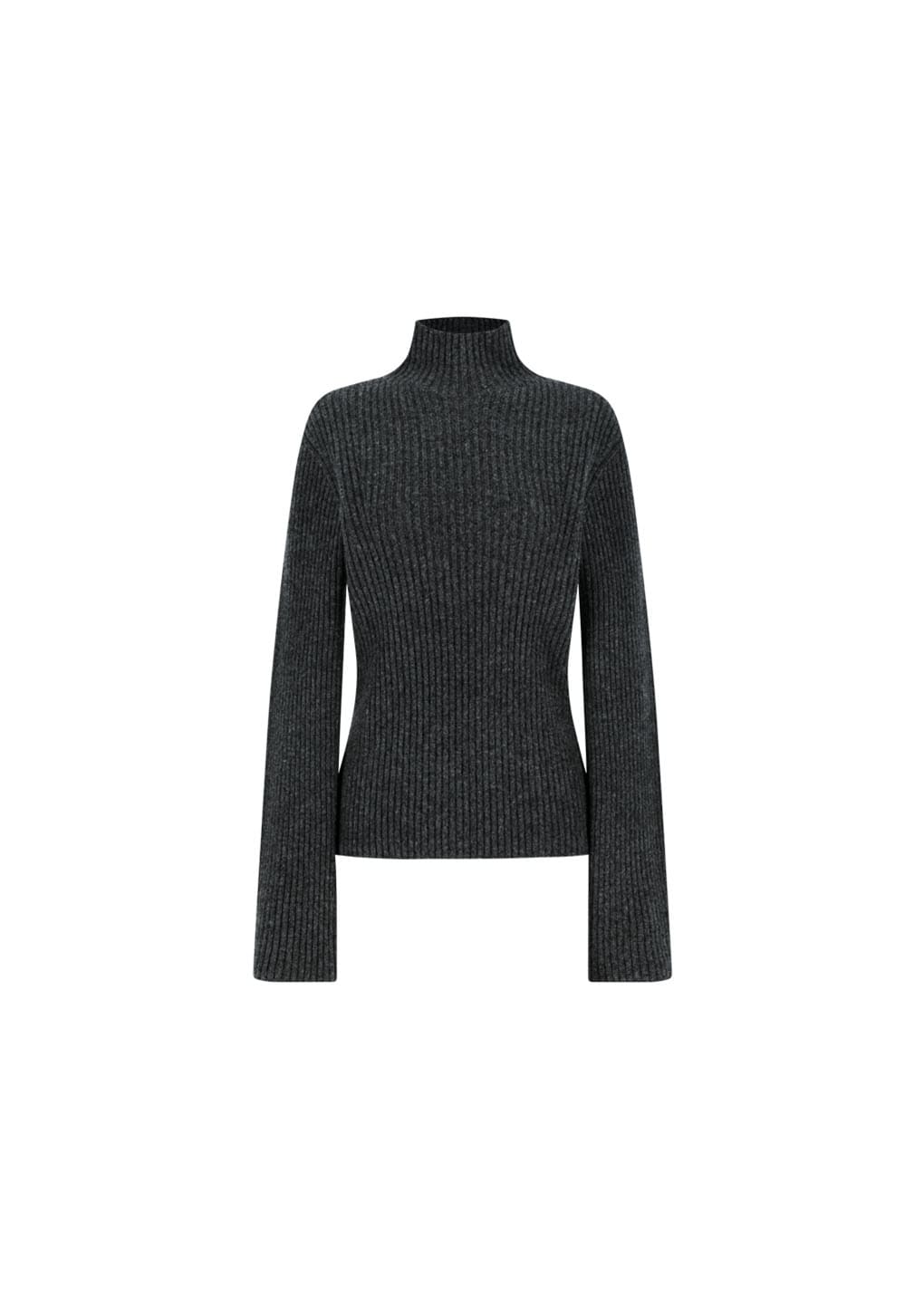 ribbed turtle pullover, charcoal