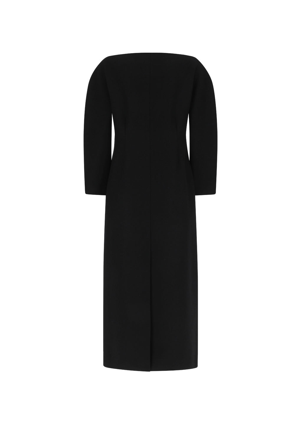 rounded shoulder long jacket, black hover