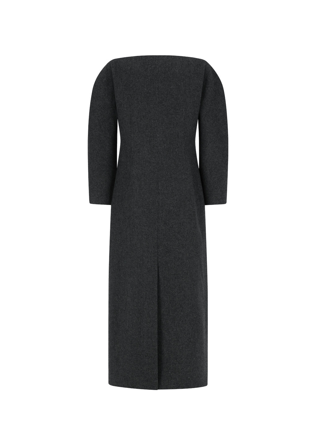 rounded shoulder long jacket, charcoal