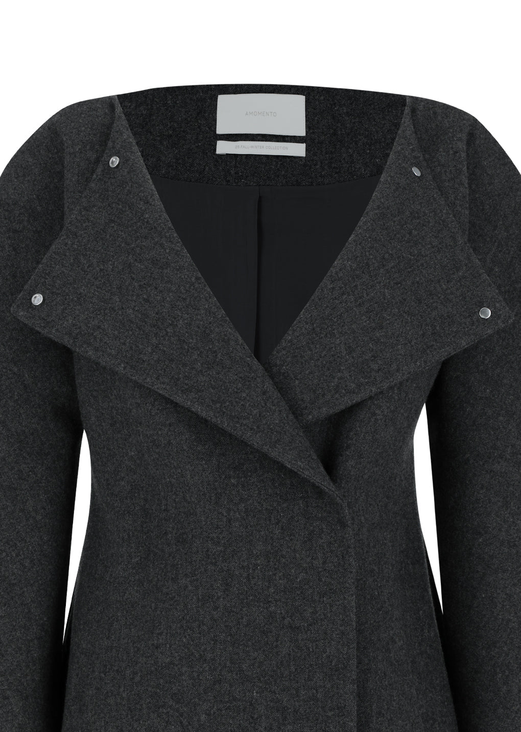 rounded shoulder long jacket, charcoal