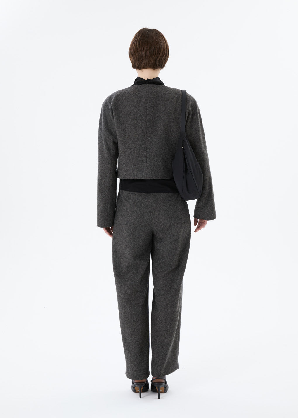 rounded shoulder jacket, charcoal