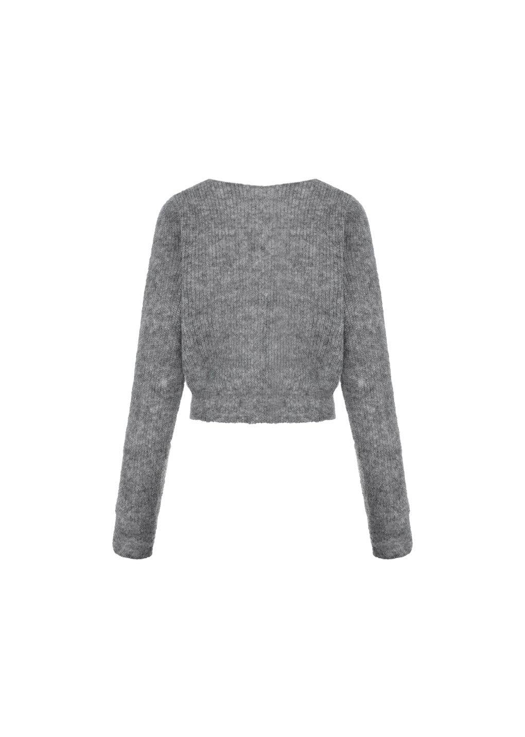 round neck sheer cardigan, melange grey