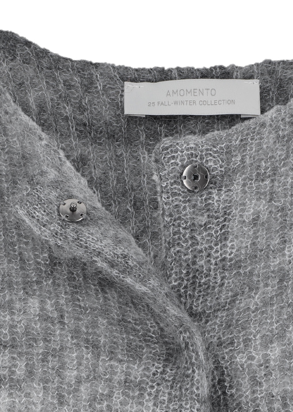 round neck sheer cardigan, melange grey