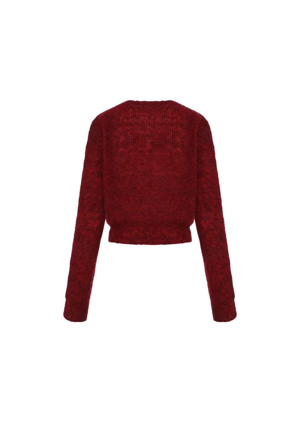 round neck sheer cardigan, red