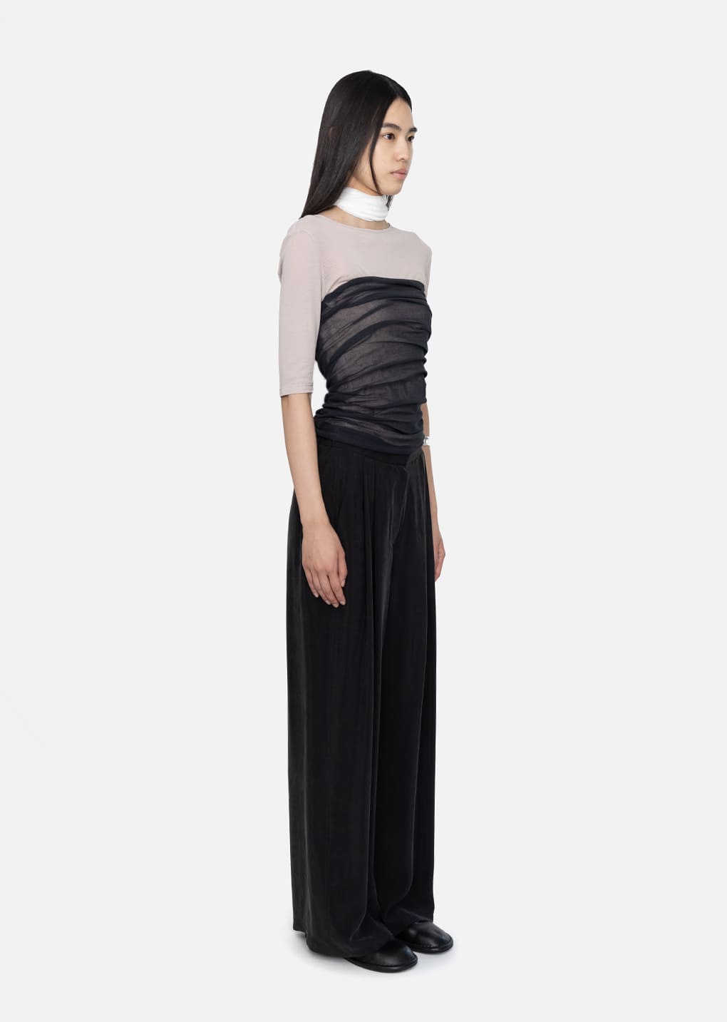 sheer cotton long scarf, ivory