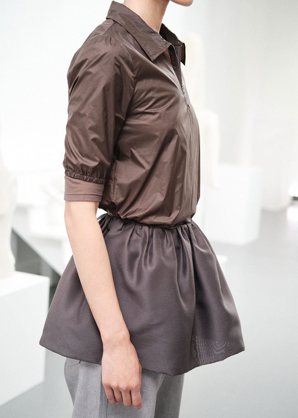 AMOMENTO / HALF ZIP-UP CORSET TOP