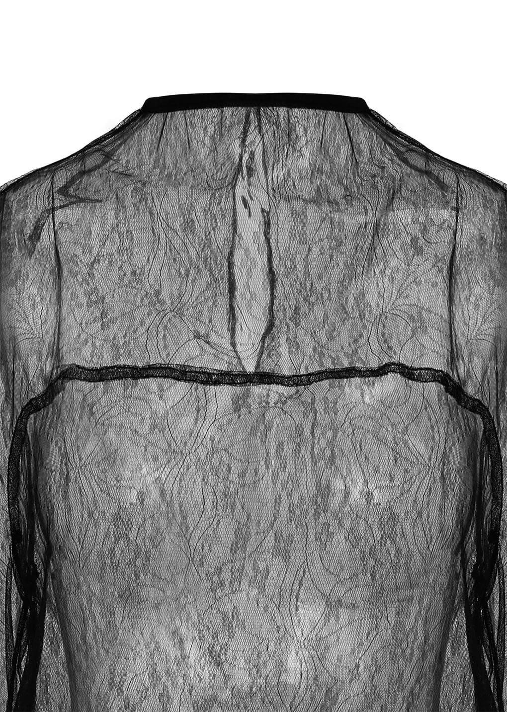 sheer lace mock neck top, black