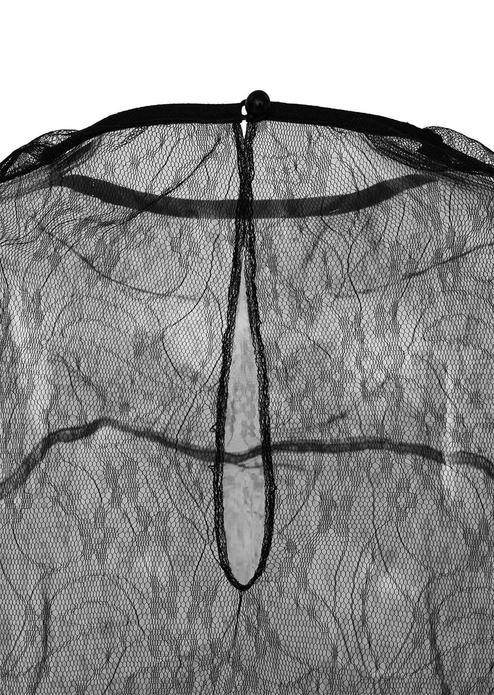 sheer lace mock neck top, black