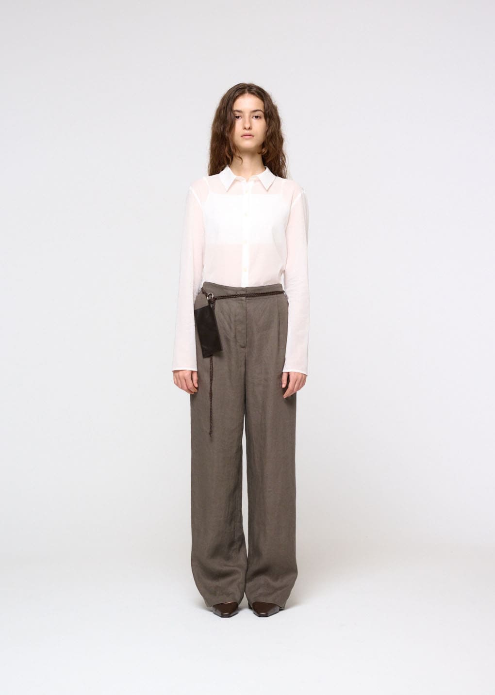 sheer slim shirt, white