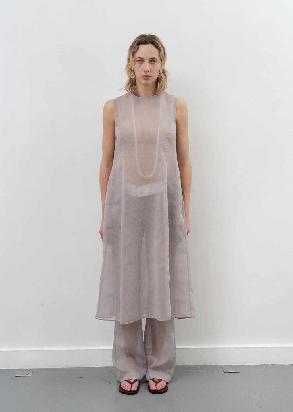 AMOMENTO☆24SS REVERSIBLE SHEER STRAIGHT FIT PANTS Grey Sheer Straight Fit Pants - Amomento – Assembly New York