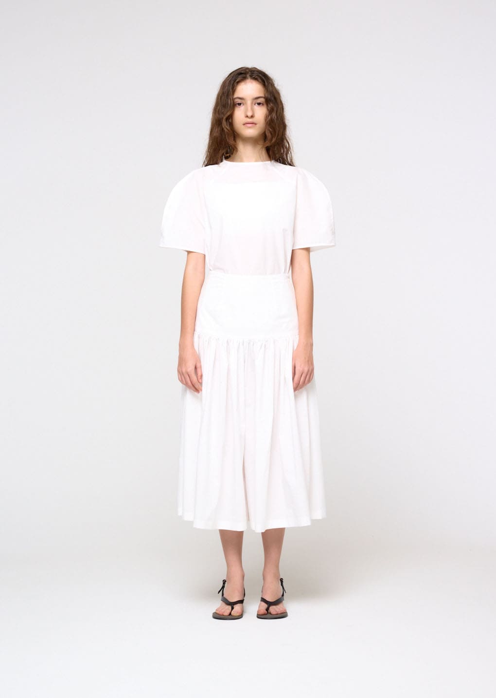 shirring culotte pants, white